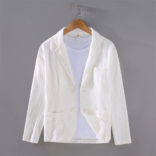 Casual Solid Color Ramie Suit Jacket