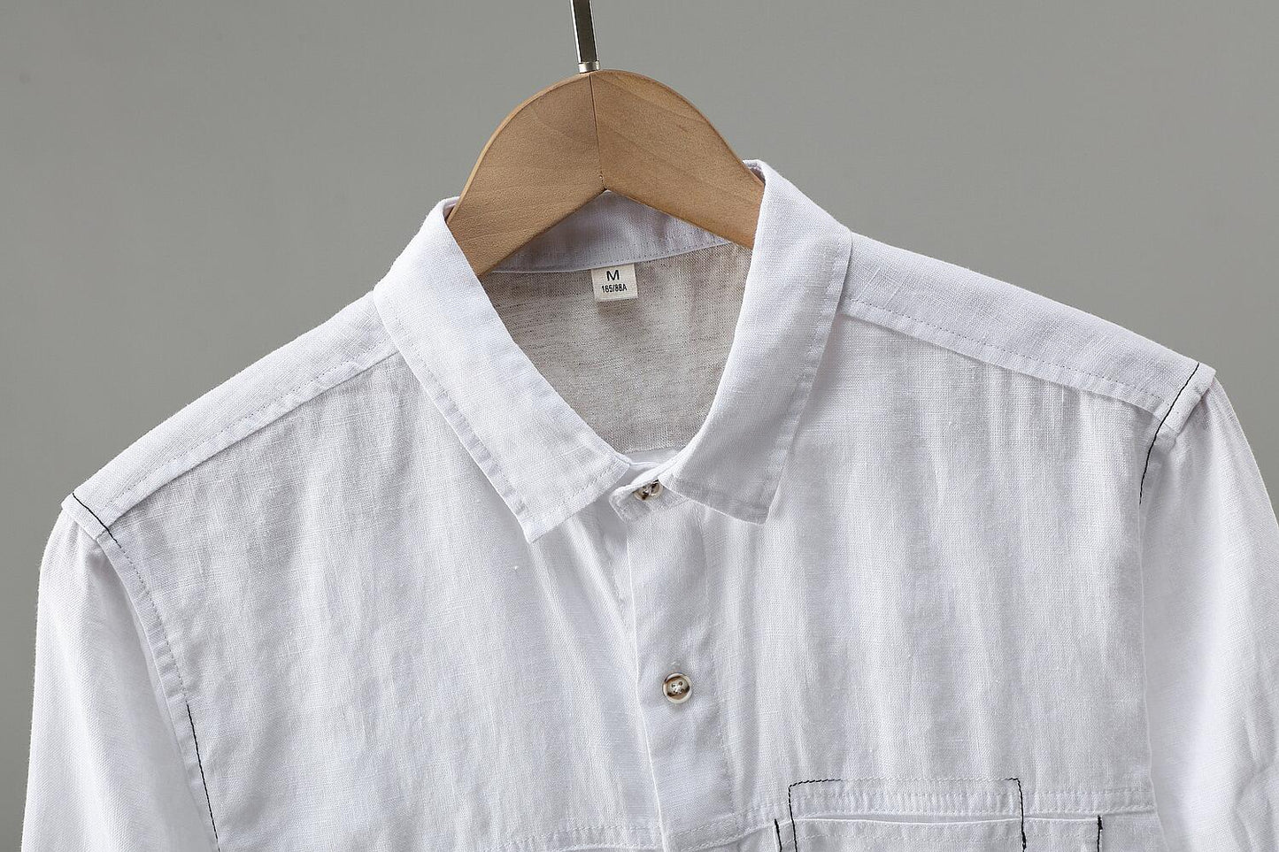 Linen 3/4 Sleeve Shirt - Loose Fit, Pockets