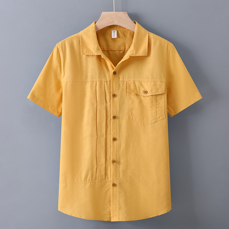 Linen Vintage Square Neck Short Sleeve Shirt